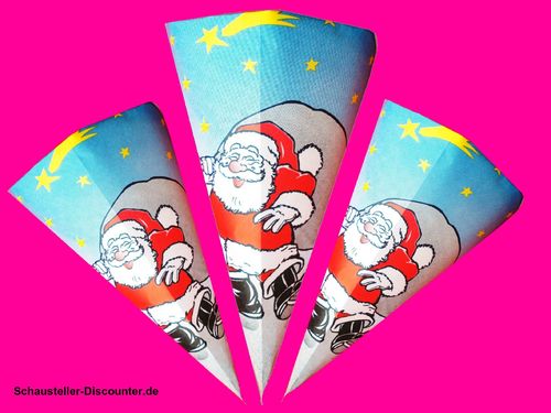 Papier- Spitztüte Weihnachten Nikolaus mit Sack, 125g, 1000st/Kt.