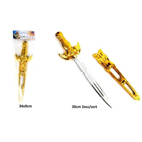 Schwert mit Scheide, Gold/Silber 30cm, 24st/Pak